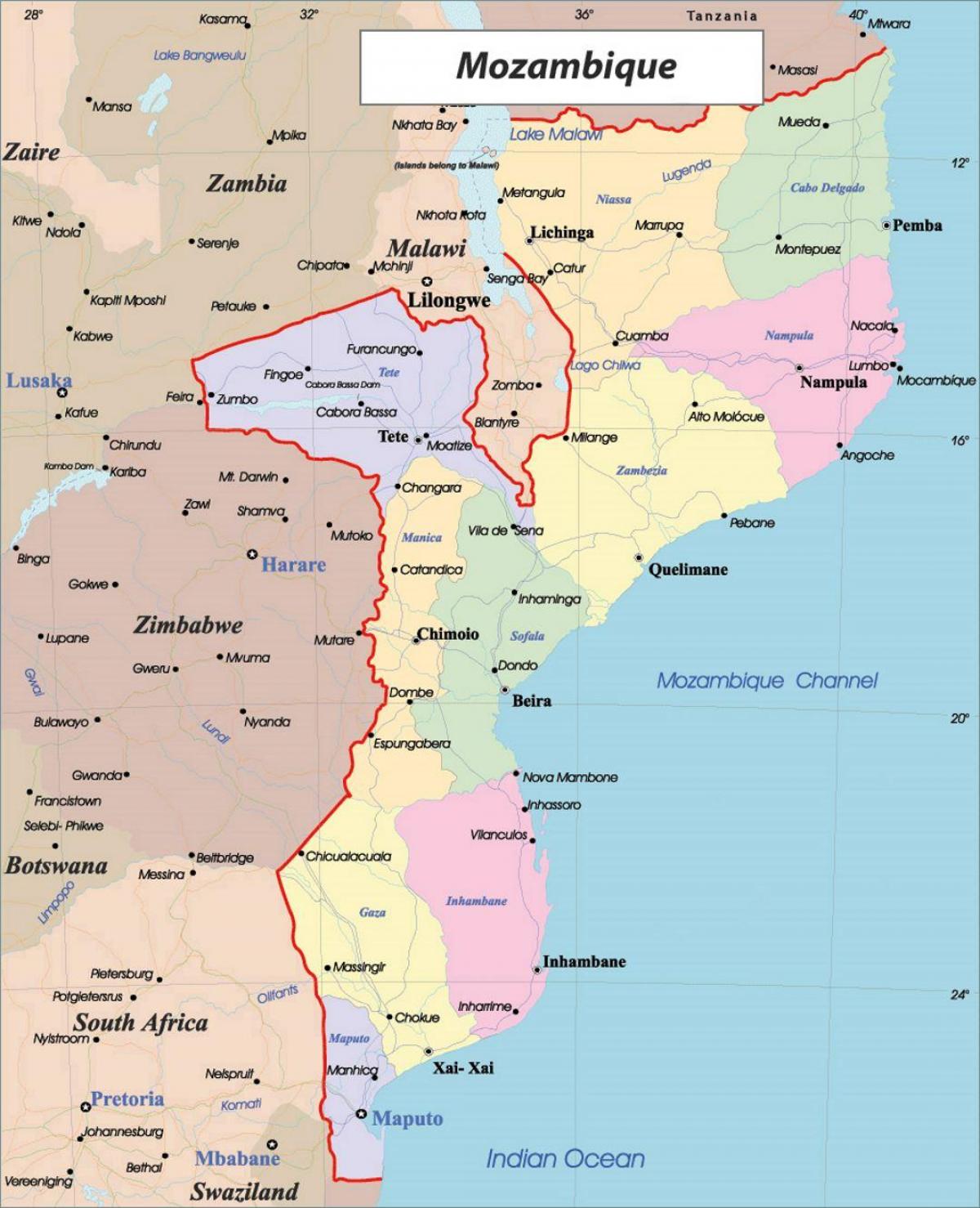 Siyasi xəritəsi mozambik