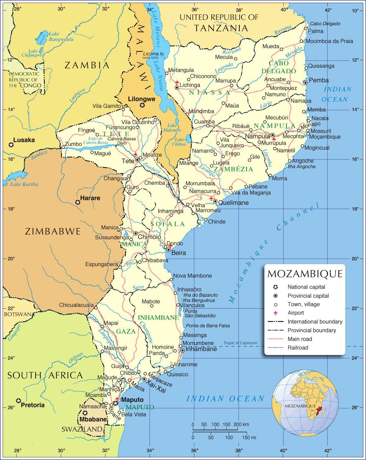 Mozambik çaylarının xəritəsi
